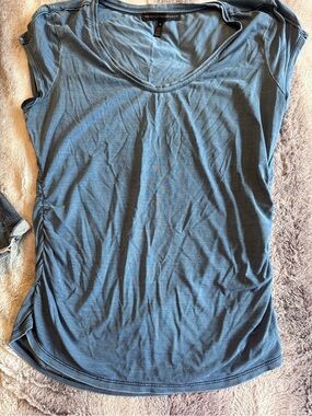 White House Black Market Slate Blue V-Neck Ruched Side Tank